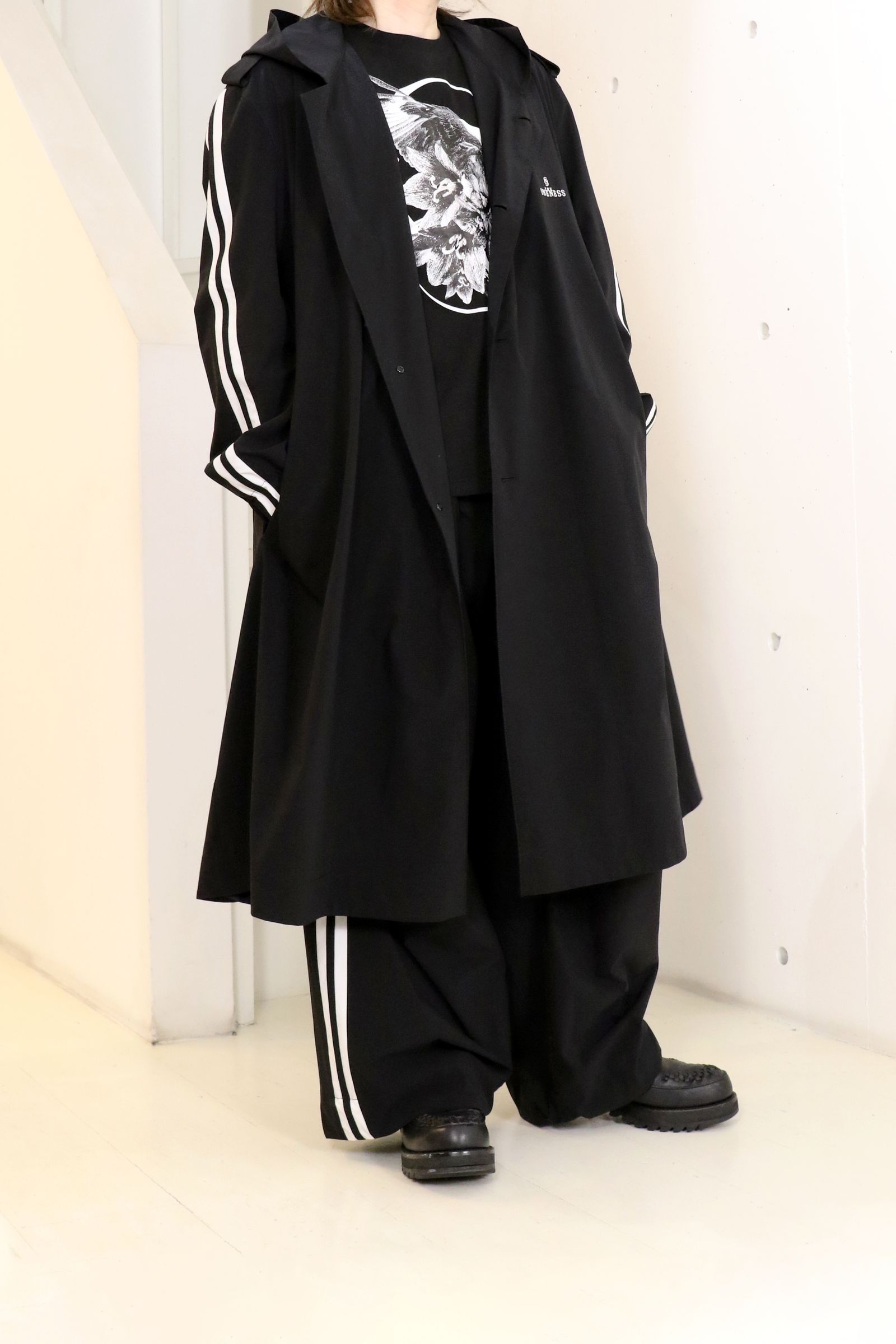 Sustainable Tuffeta Line Big Silhouette Hoodie / ライン ビッグシルエット フーディー