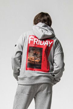 FRIDAY OLD COVER VELOURS FLEECE HOODIE / フライデー オールドカバー ベロア フリース フーディ