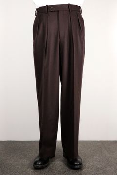 ORGANIC WOOL FLANNEL DOUBLE PLEATED TROUSERS / オーガニック ウール フランネル ダブルプリーテッド トラウザーズ