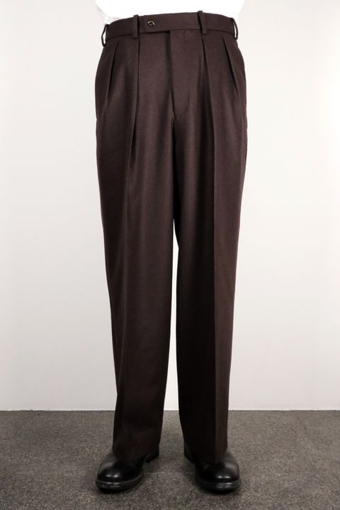 ORGANIC WOOL FLANNEL DOUBLE PLEATED TROUSERS / オーガニック ウール フランネル ダブルプリーテッド トラウザーズ