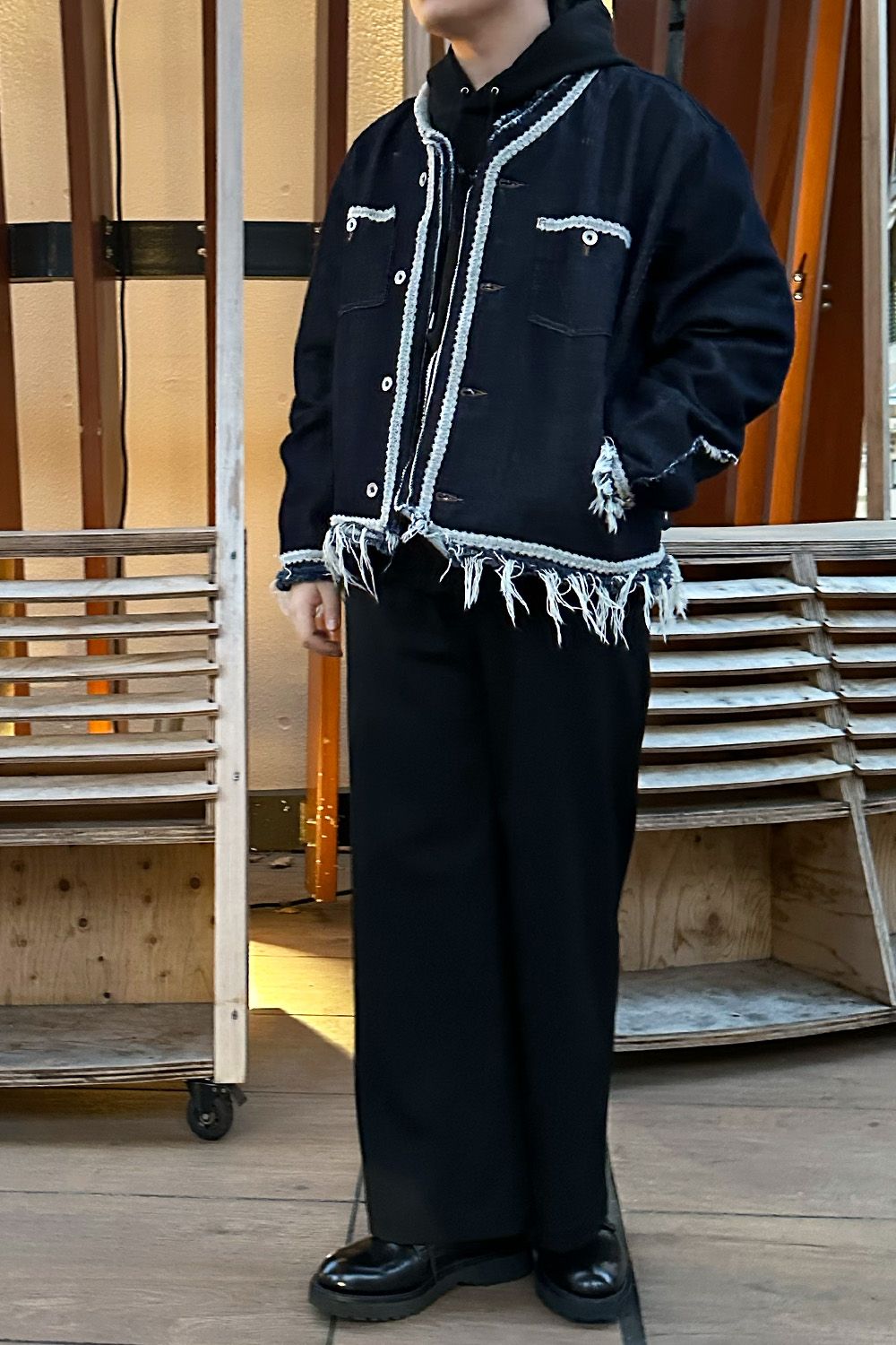 meagratia Lace tape denim BL Style③