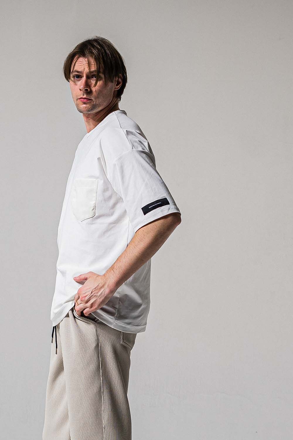 LEATHER POCKET OVER NYLON T / レザーポケット オーバー ナイロン Tシャツ