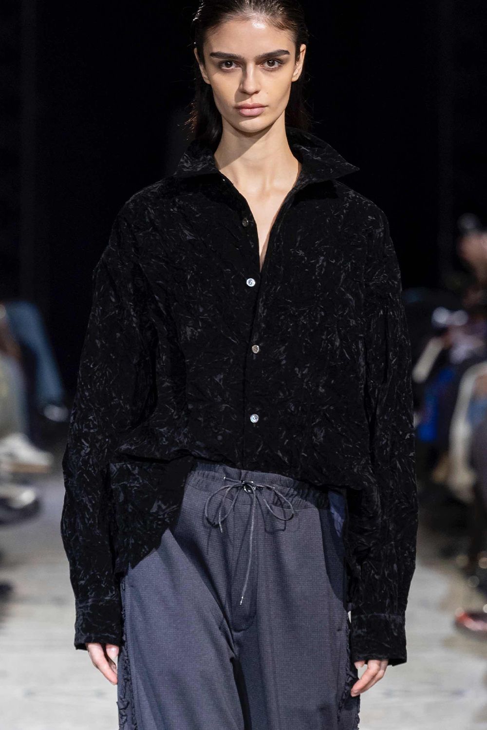 Flock printed washer shirt / フロッキープリント ワッシャー シャツ