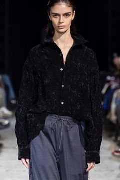 Flock printed washer shirt / フロッキープリント ワッシャー シャツ