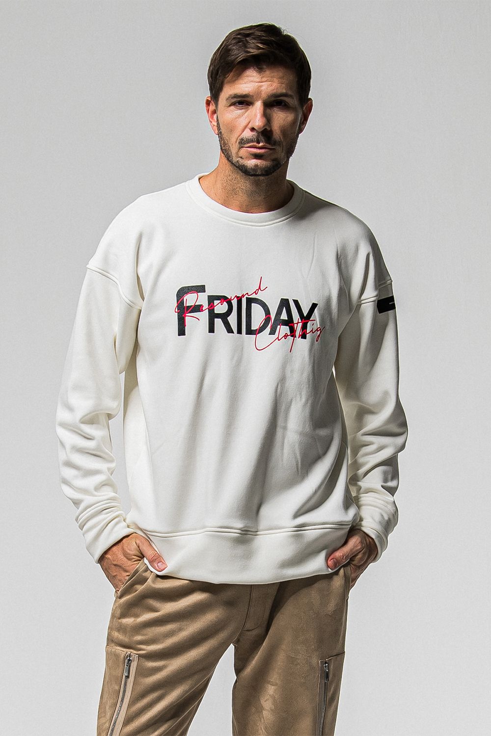 FRIDAY OLD LOGO VELOURS FLEECE TRINER / FRIDAYコラボ オールドロゴ 裏ベロアフリーストレーナー