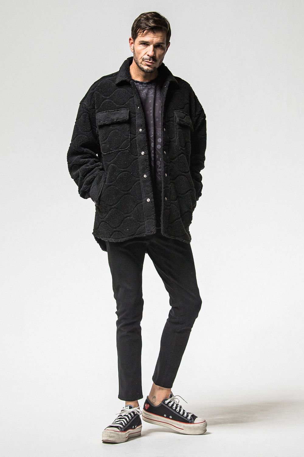 PAISLEY BACK FLEECE DROP TRAINER / 裏起毛 ペイズリー柄 ルーズトレーナー