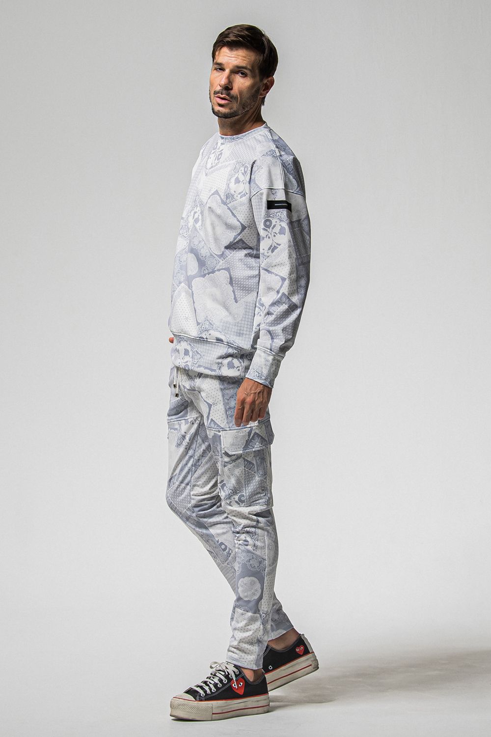 PAISLEY BACK FLEECE DROP TRAINER / 裏起毛 ペイズリー柄 ルーズトレーナー