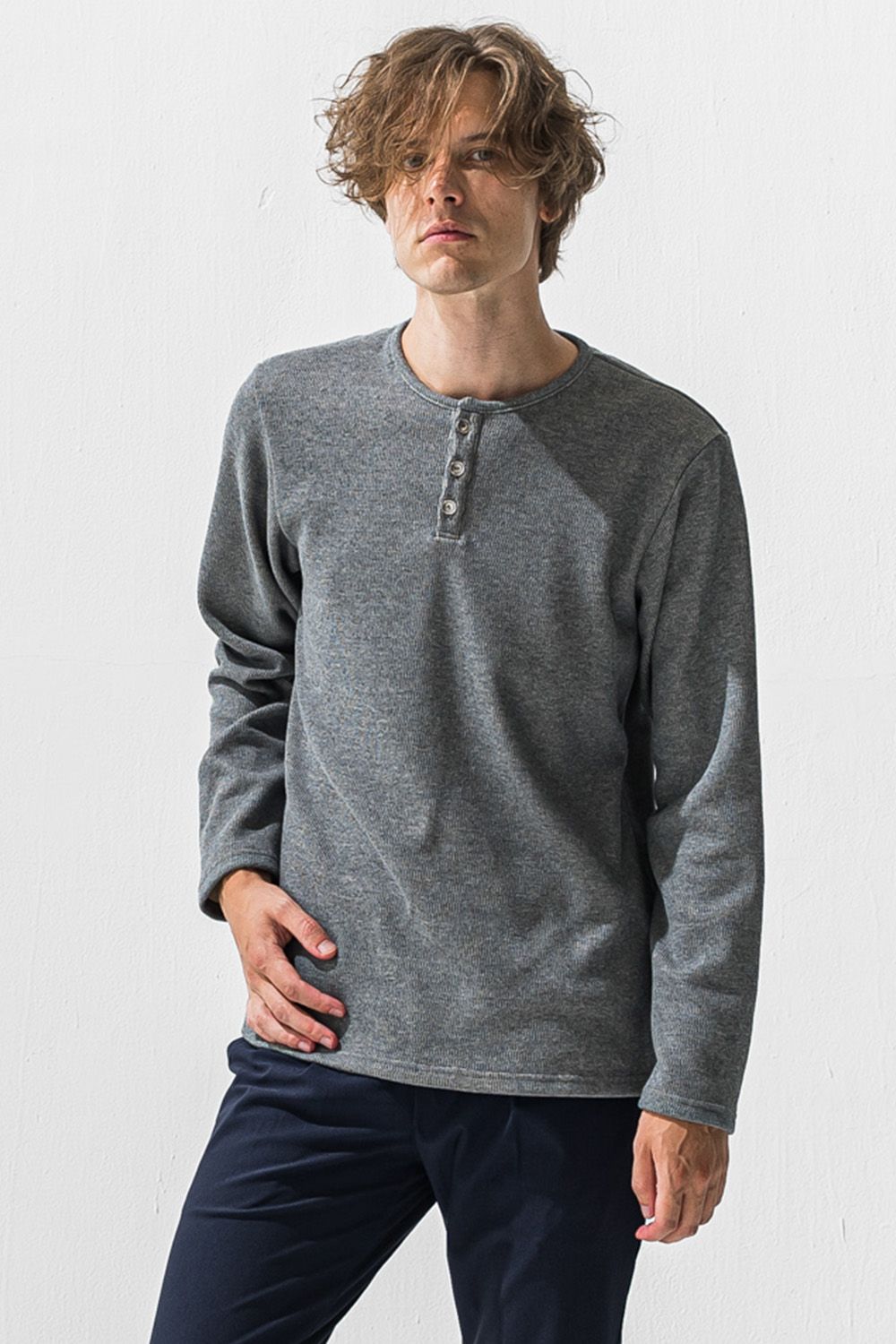 VELOURS FLEECE THERMAL HENRY / 裏起毛 ベロア フリース サーマル ヘンリーネック