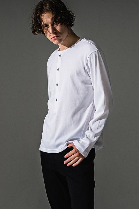 RIB HENRY LONG SLEEVE / リブ ヘンリーネック ロングスリーブ Tシャツ
