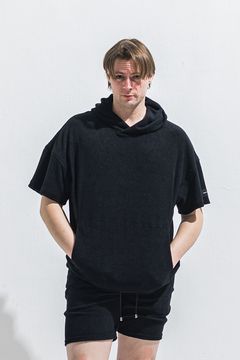 PILE HALF HOODIE / オーバーサイズ ハーフスリーブ パイル フーディー