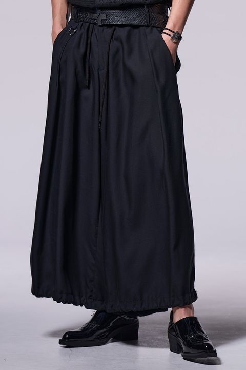 Tencel Gabardine Shirring Wide Tuck Slacks / テンセル ギャバジン シャーリング ワイド タック スラックス
