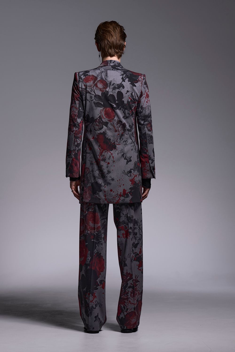 Gray Flora Gabardine Long Jacket / グレーフローラギャバジン ロングジャケット