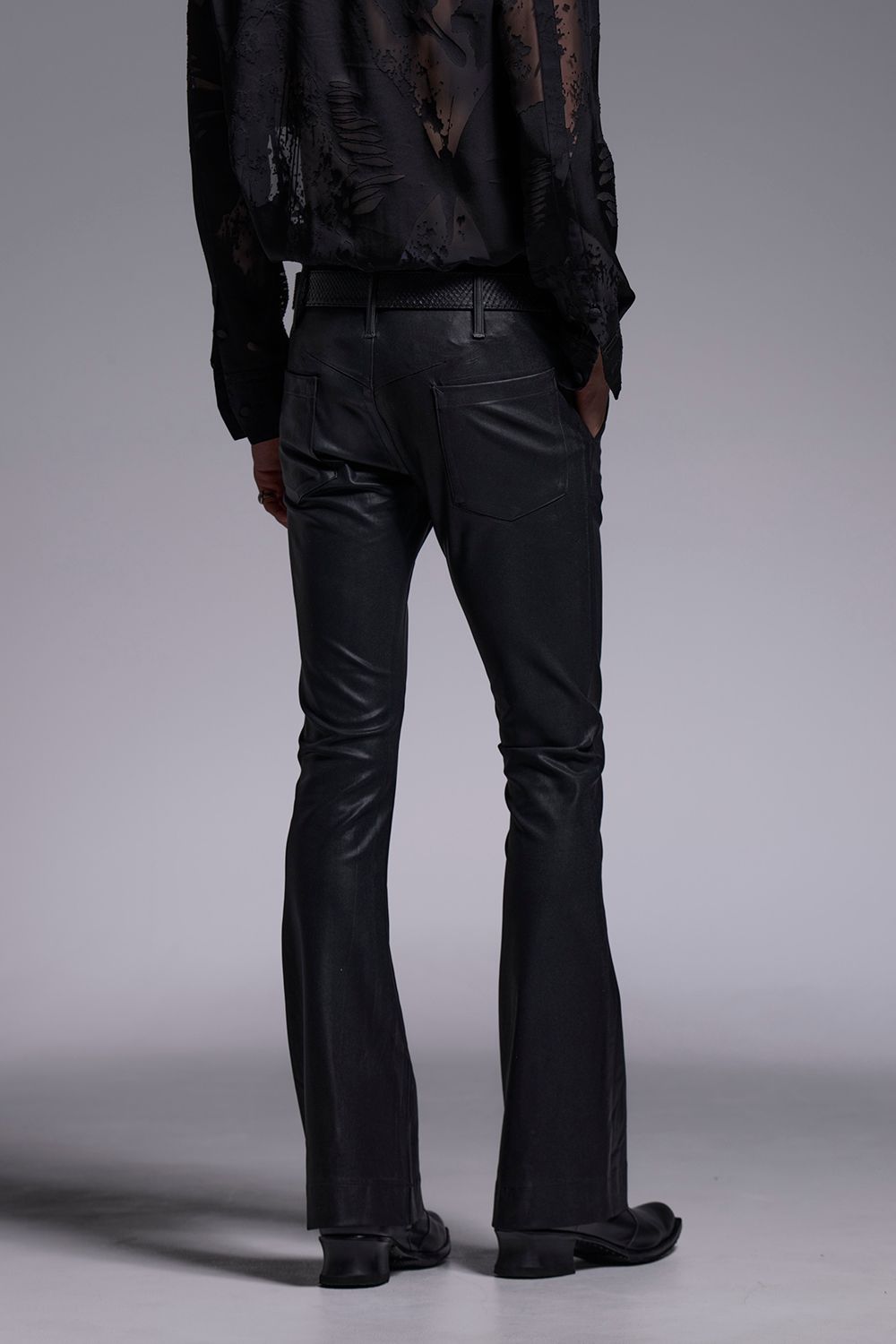 Coating High Tension Jersey Flare Skinny Slacks / コーティング ハイテンションジャージー フレア スキニー スラックス