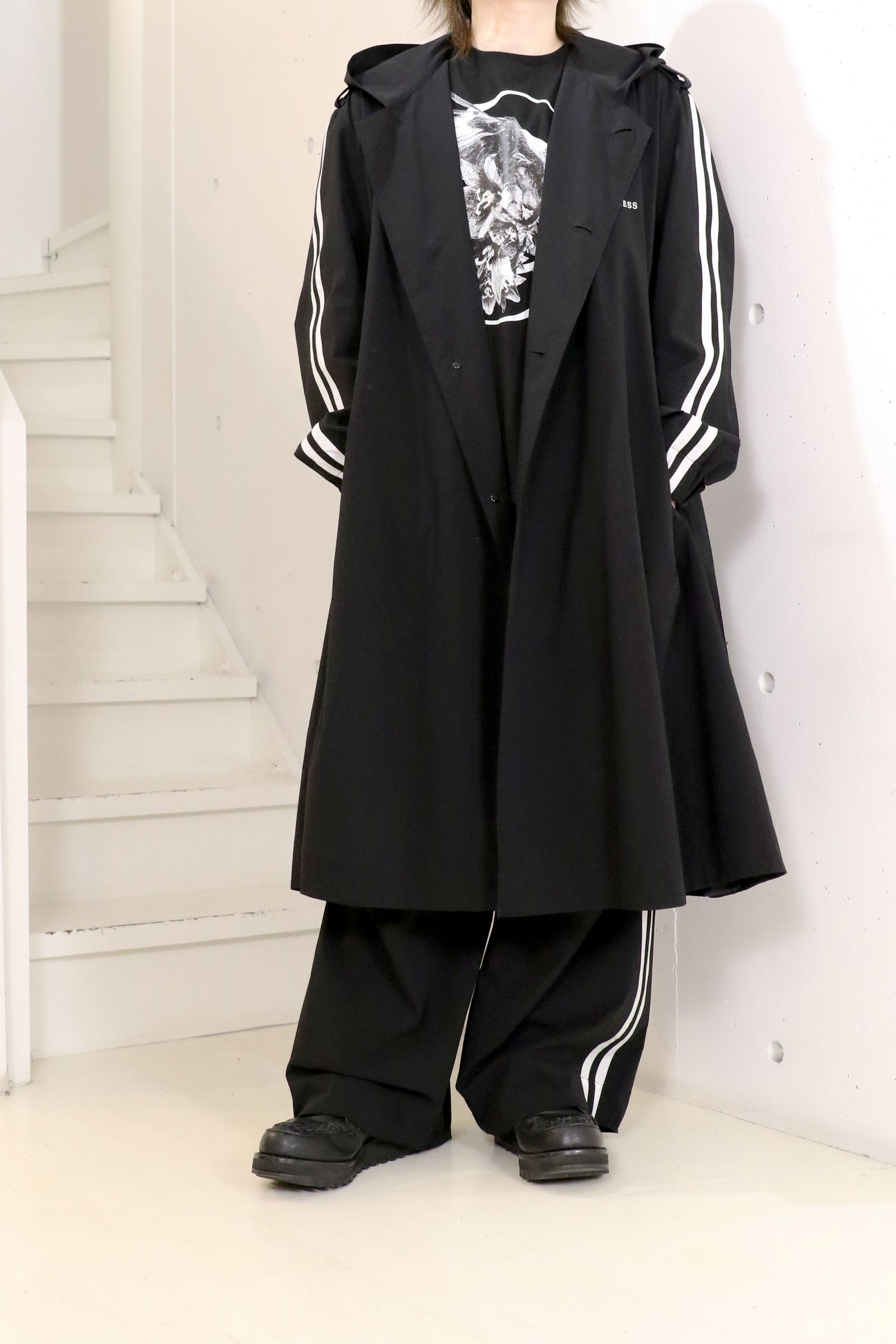 Sustainable Tuffeta Line Big Silhouette Hoodie / ライン ビッグシルエット フーディー