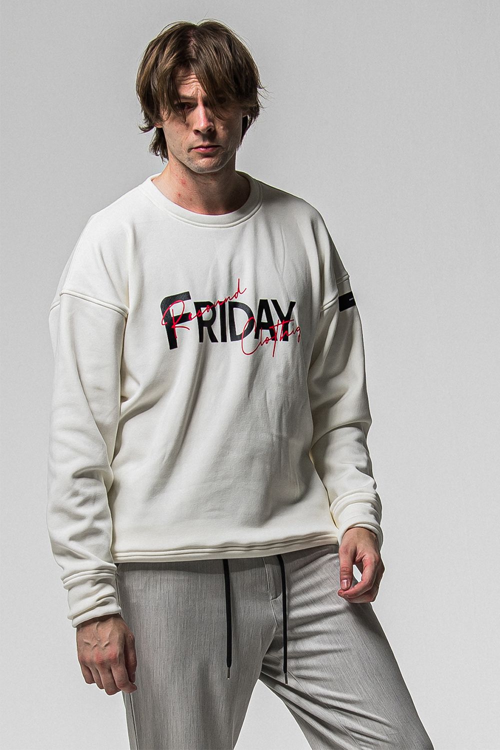 FRIDAY OLD LOGO VELOURS FLEECE TRINER / FRIDAYコラボ オールドロゴ 裏ベロアフリーストレーナー