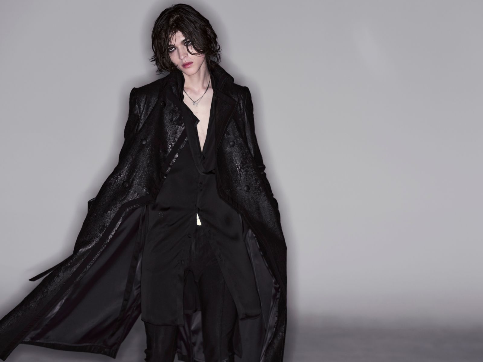 Cross Dot Fleece Long Napoleon Coat / クロス ドット フリース ロング ナポレオン コート