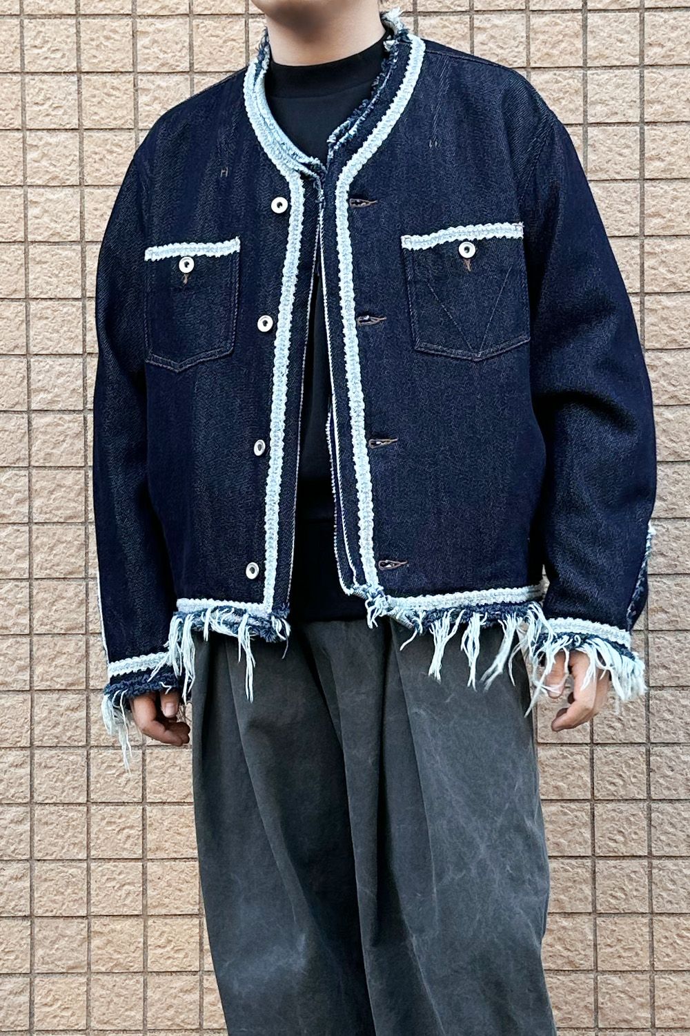 Lace tape denim BL / レース テープ デニム ブルゾン