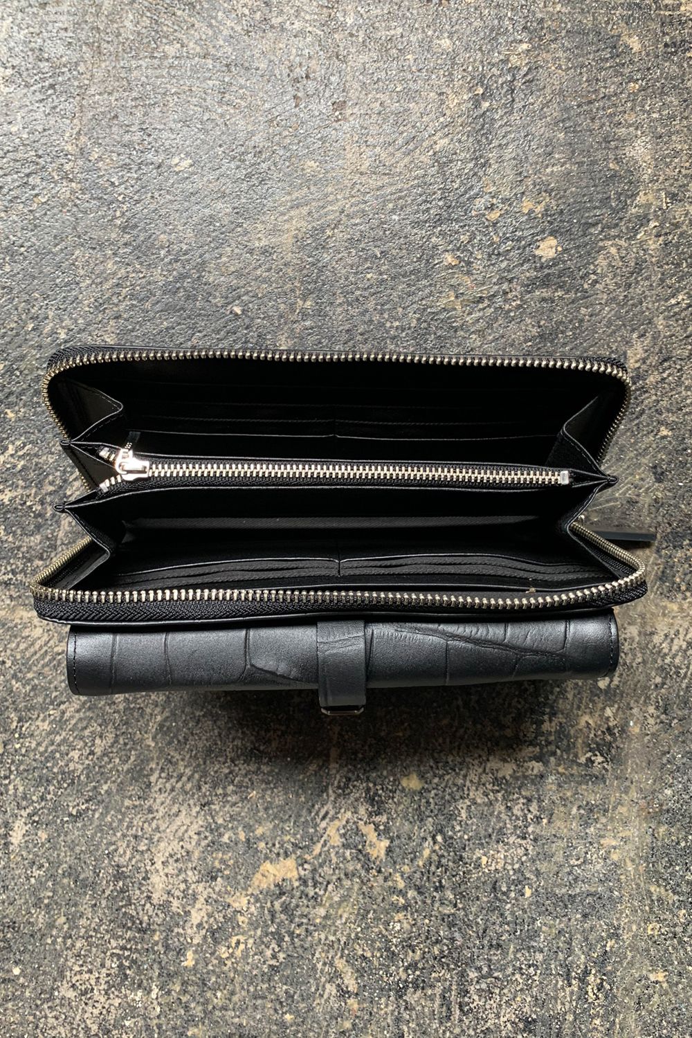 WALLET BLACK ×S/SILIVER METAL - Emboss Crocodile