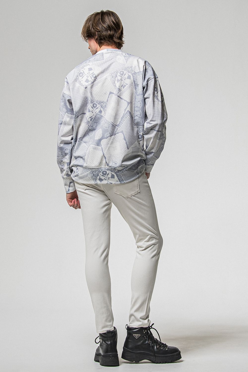 PAISLEY BACK FLEECE DROP TRAINER / 裏起毛 ペイズリー柄 ルーズトレーナー