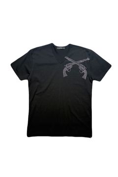 ARCHIVE VN/TEE FLOCK / アーカイブ Vネック Tシャツ フロッキープリントクロスガン