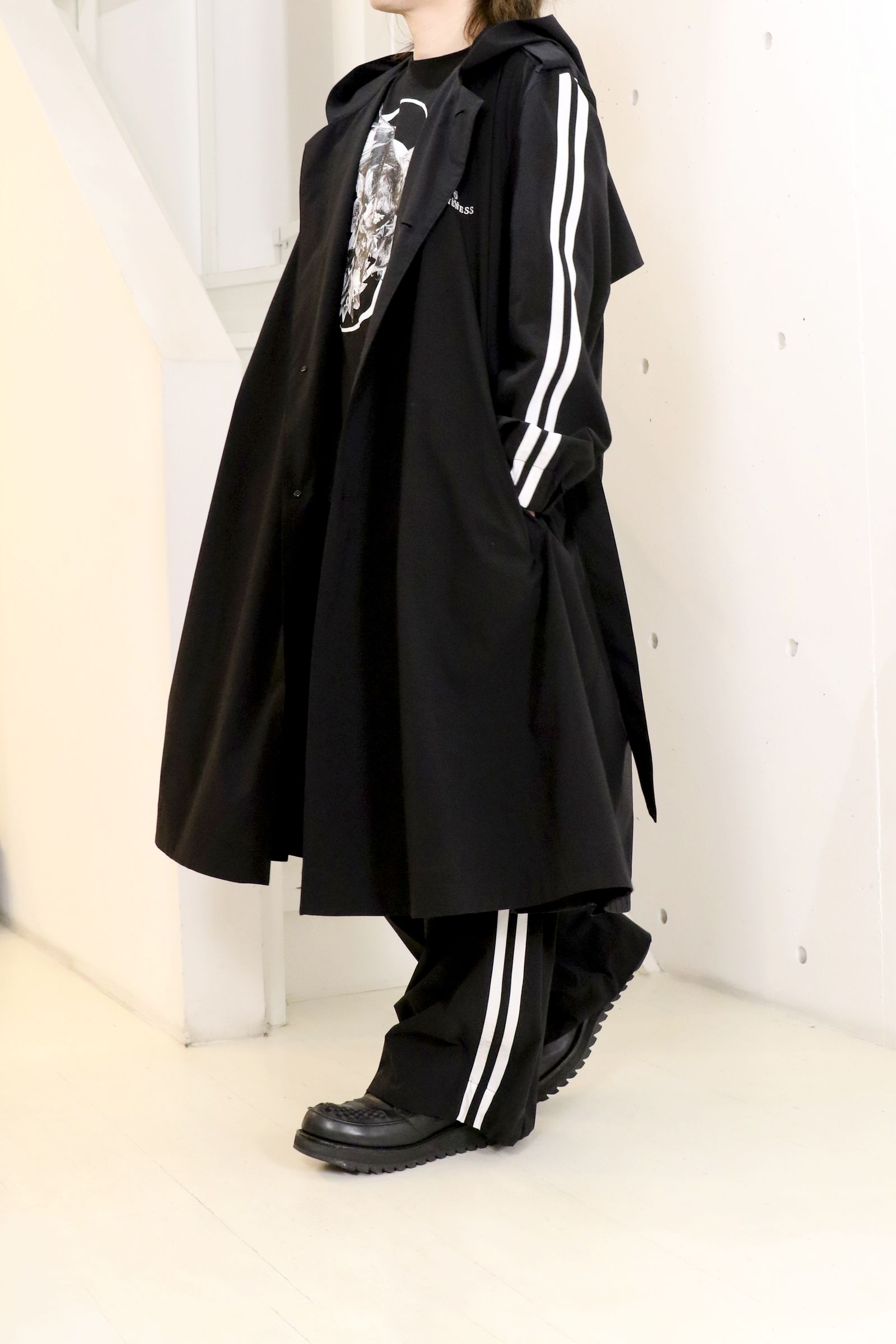 Sustainable Tuffeta Line Big Silhouette Hoodie / ライン ビッグシルエット フーディー