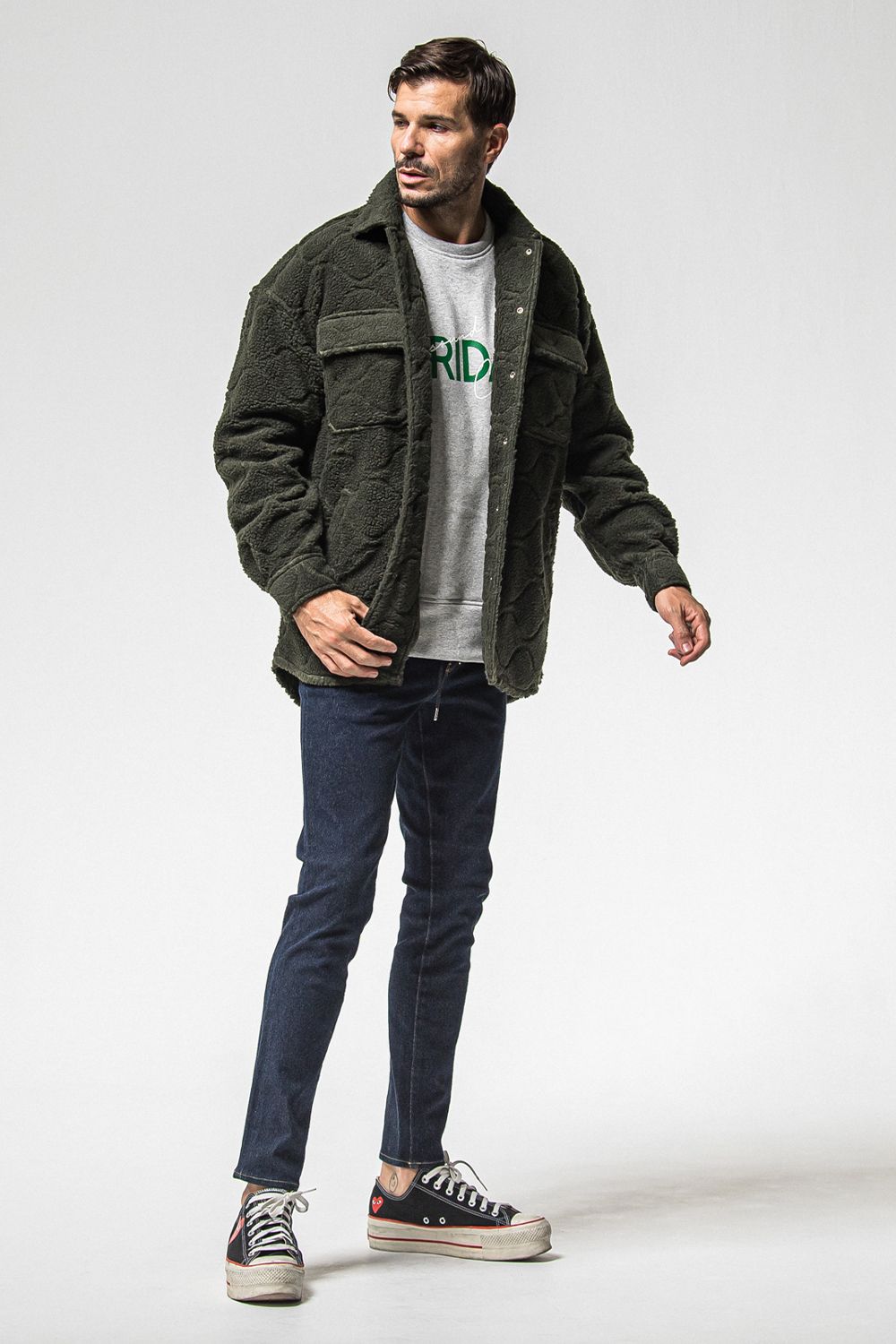 FRIDAY OLD LOGO VELOURS FLEECE TRINER / FRIDAYコラボ オールドロゴ 裏ベロアフリーストレーナー