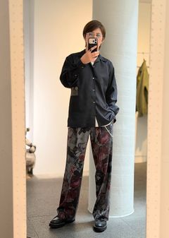 【kiryuyrik】Gray Flora Gabardine Wide Slacks