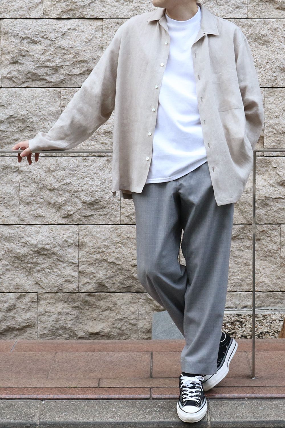 【MARKAWARE】おすすめオープンカラーシャツ、HEMP SHIRTING OPEN COLLAR SHIRT L/S