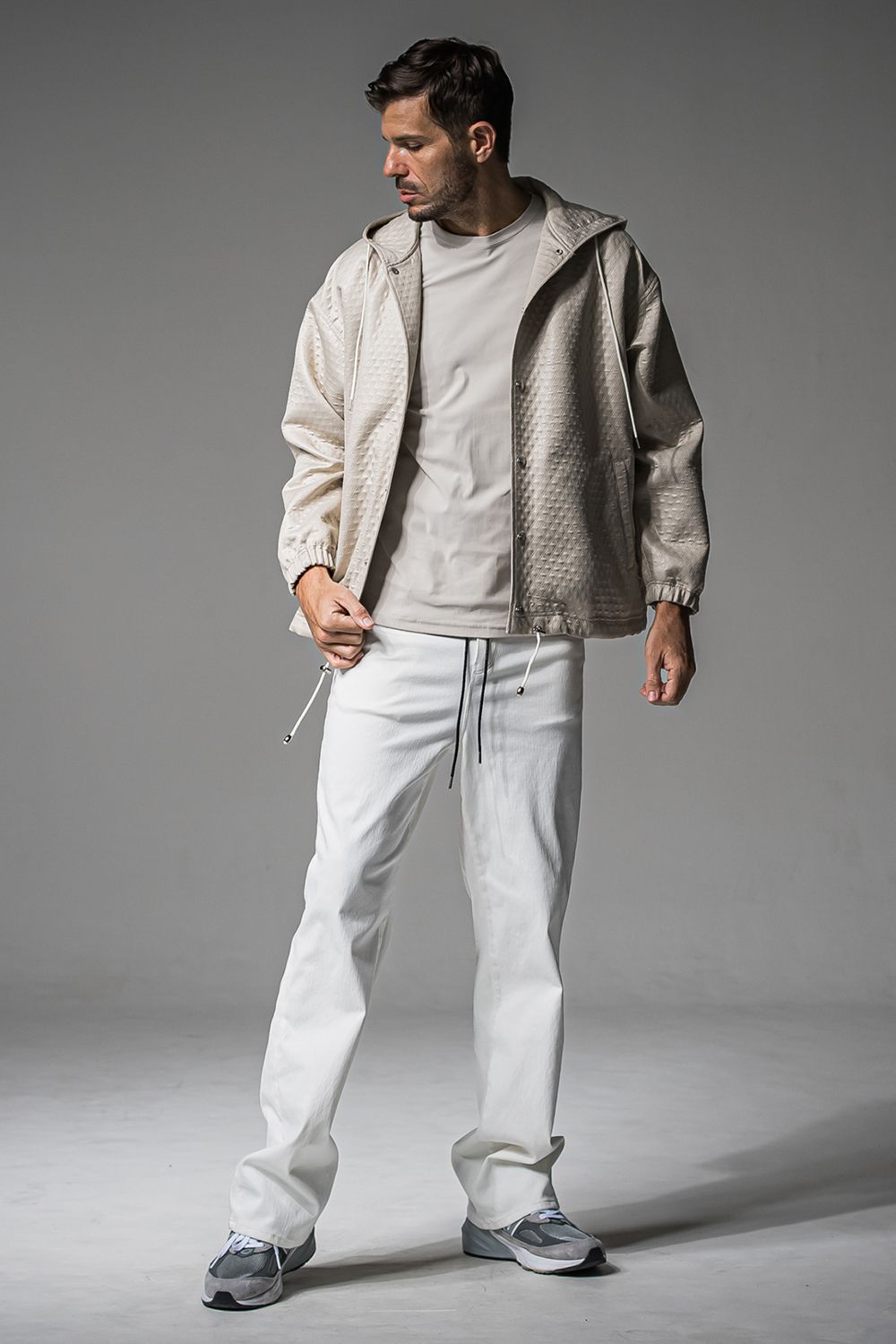 QUILTING COACH HOODIE / キルティング コーチジャケットパーカー