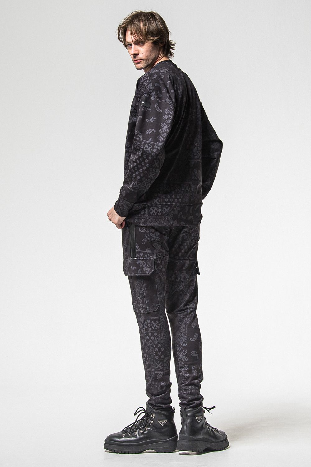 PAISLEY BACK FLEECE DROP TRAINER / 裏起毛 ペイズリー柄 ルーズトレーナー