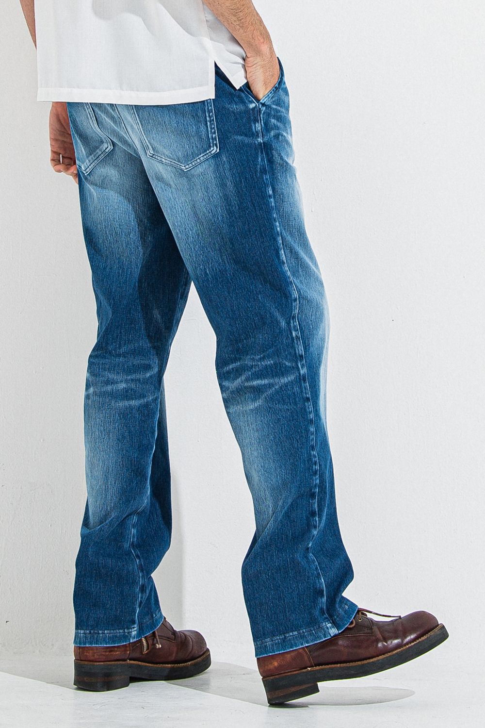 DENIM JERSEY WIDE PT / デニム ジャージ ワイド パンツ