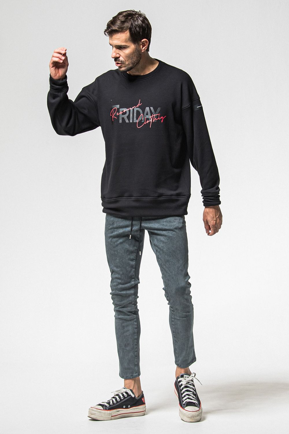 FRIDAY OLD LOGO VELOURS FLEECE TRINER / FRIDAYコラボ オールドロゴ 裏ベロアフリーストレーナー