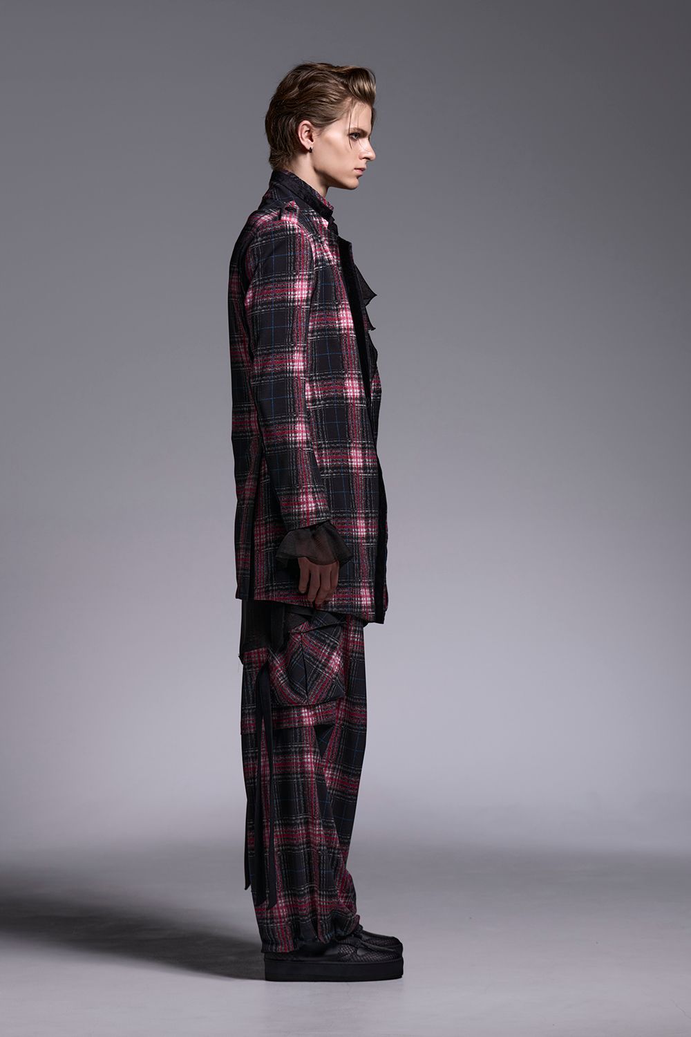 Pink Check Twill Cargo Pants / ピンクチェックツイル カーゴパンツ