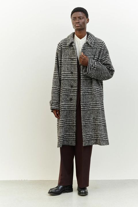 ALPACA SHAGGY PLAID WALK ABOUT COAT / アルパカシャギープレイド ウォークアバウトコート