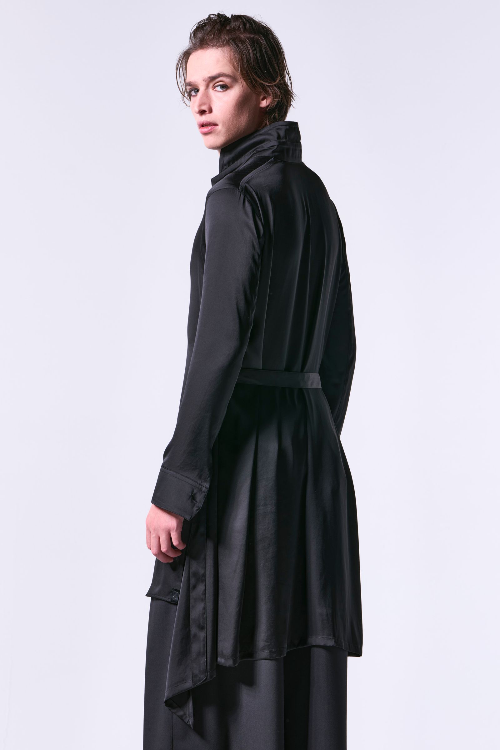 Vintage Satin Stand Collar Flare Shirt / ヴィンテージサテン スタンドカラーフレアシャツ