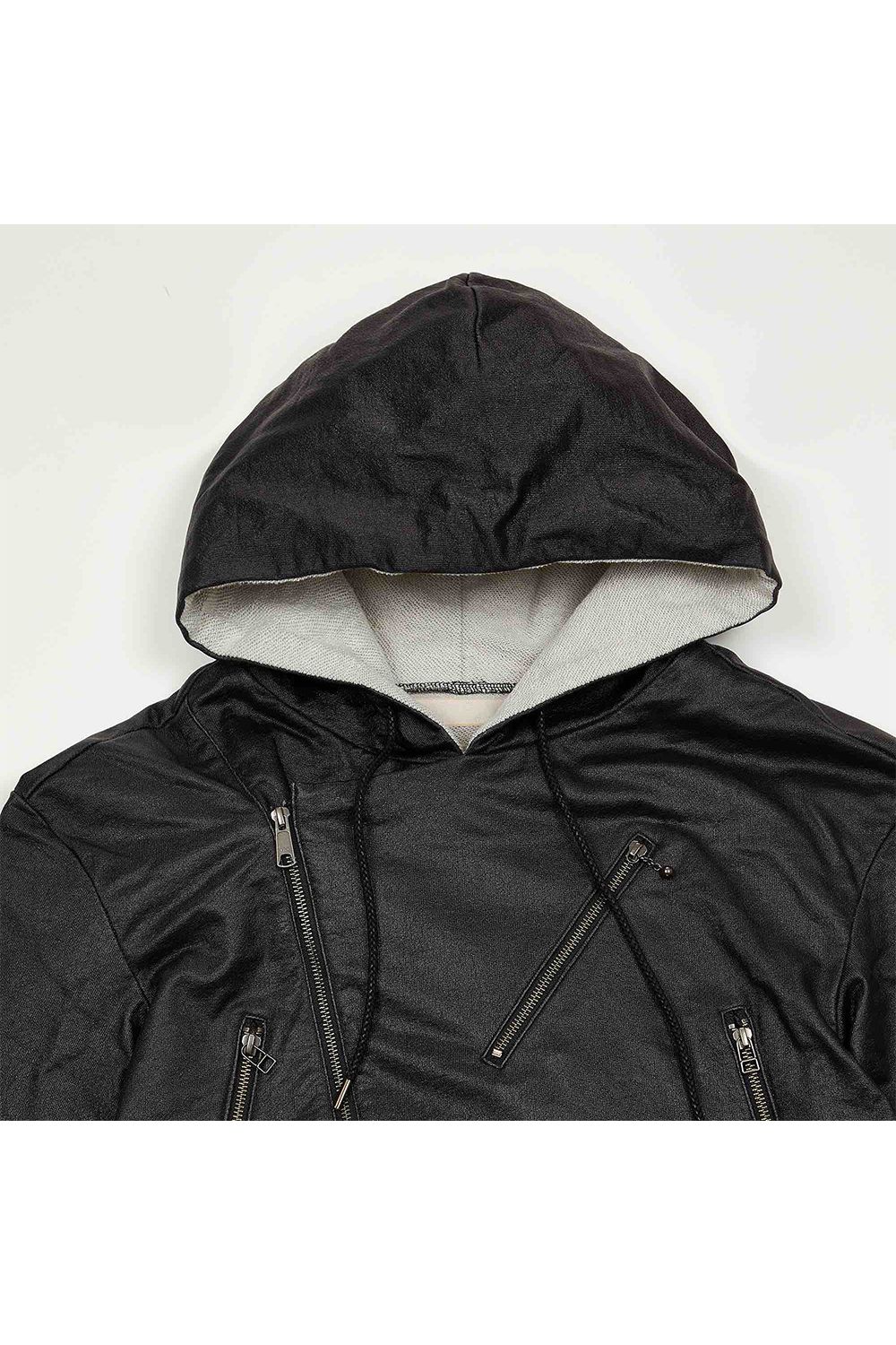Leather like sweater hoodie / レザー ライク スウェット フーディー