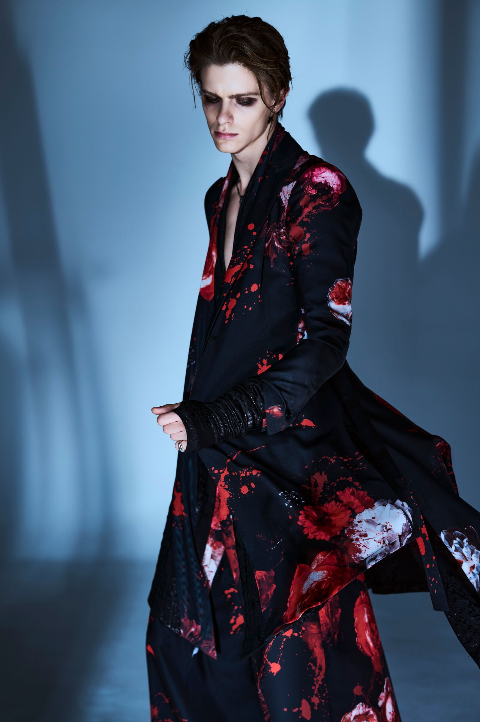 Black Flora Gabardine Flare Jacket / ブラックフローラギャバジン ロングジャケット