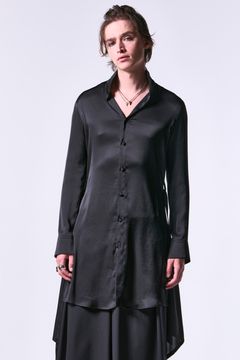Vintage Satin Stand Collar Flare Shirt / ヴィンテージサテン スタンドカラーフレアシャツ