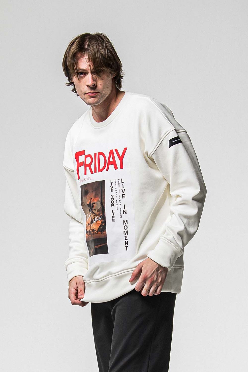 FRIDAY OLD COVER VELOURS FLEECE TRAINER / フライデー オールドカバー ベロア フリース トレーナー