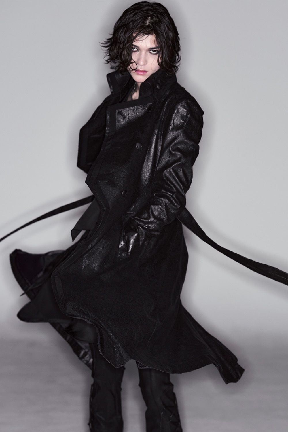 Cross Dot Fleece Long Napoleon Coat / クロス ドット フリース ロング ナポレオン コート