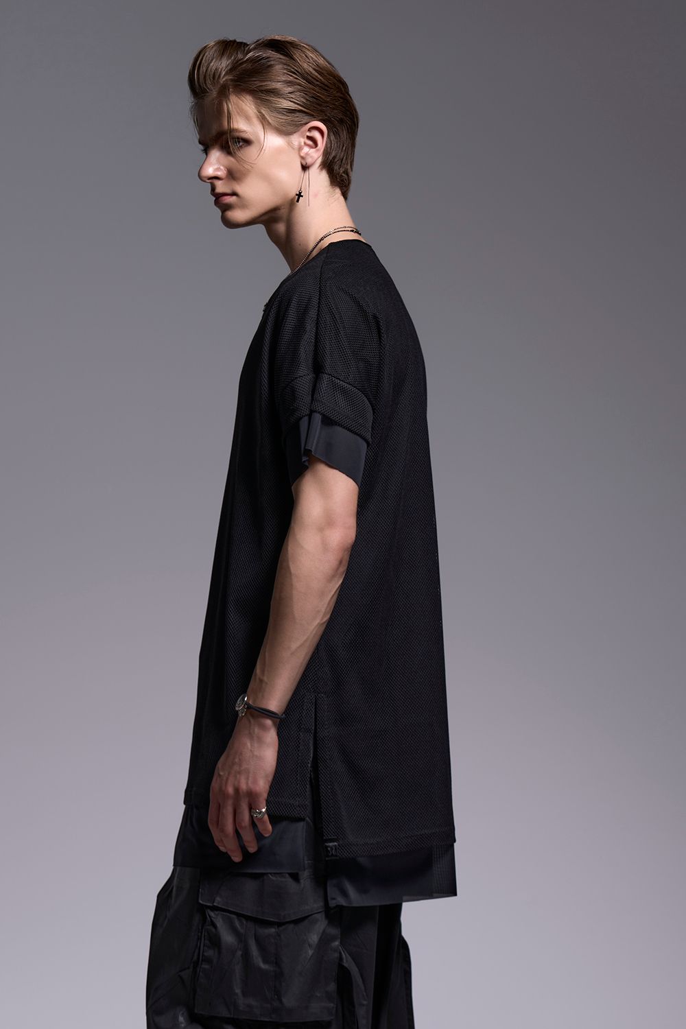 Mesh Crew Neck Layered-T / メッシュ クルーネック レイヤードTシャツ