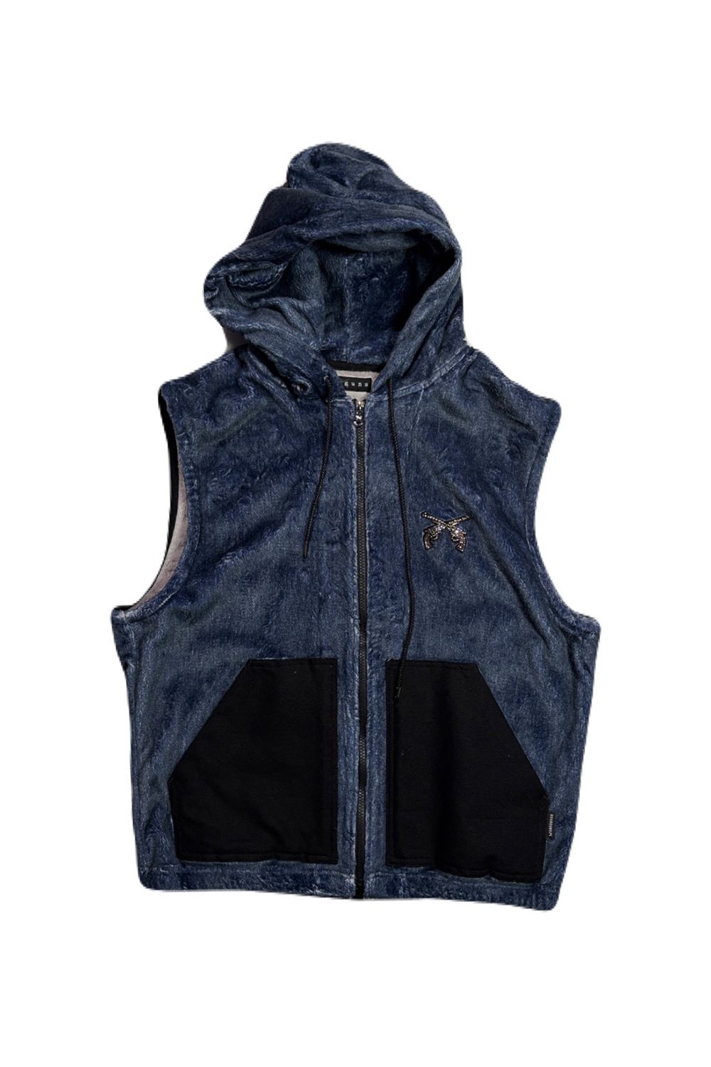 FLEECE DENIM VEST A / フリース デニム ベスト / クリスタルクロスガン
