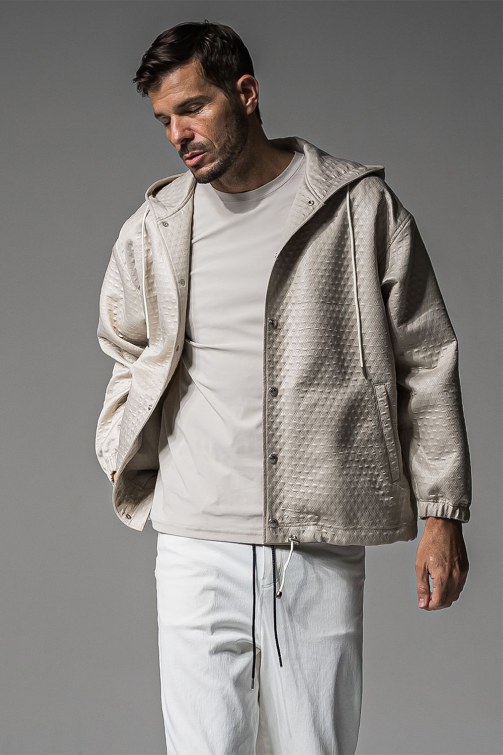 QUILTING COACH HOODIE / キルティング コーチジャケットパーカー