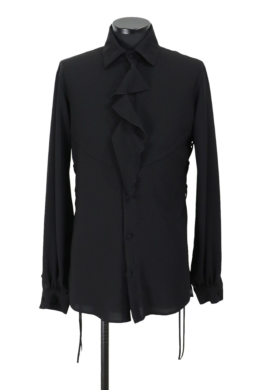 Crape Lace Up Single Frill Shirts / クレープ レースアップ シングル フリルシャツ