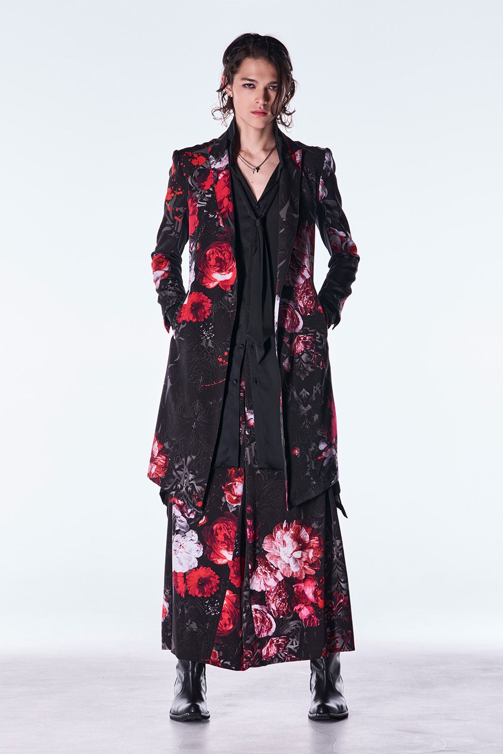 Goth Flora Suede Satin Flare Jacket  / ゴス フローラ スエード サテン フレア ジャケット