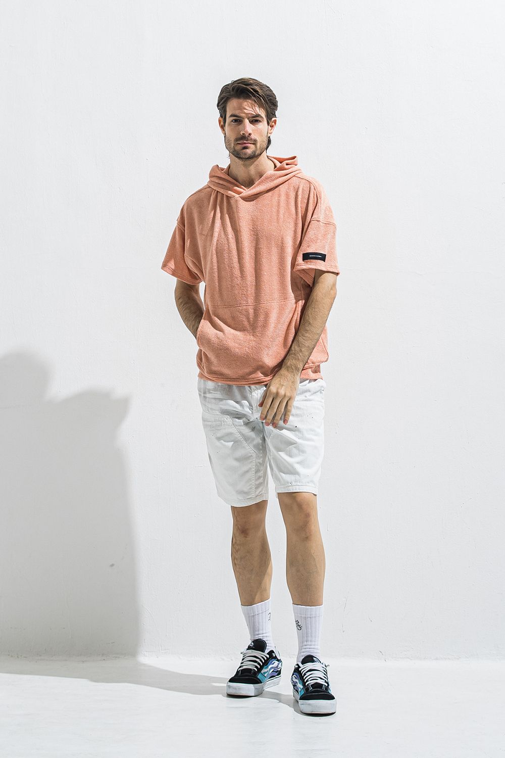 PILE HALF HOODIE / オーバーサイズ ハーフスリーブ パイル フーディー