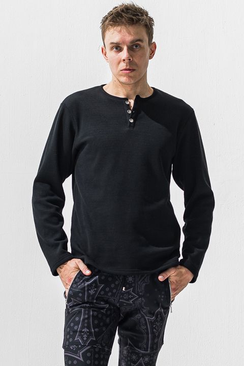 VELOURS FLEECE THERMAL HENRY / 裏起毛 ベロア フリース サーマル ヘンリーネック