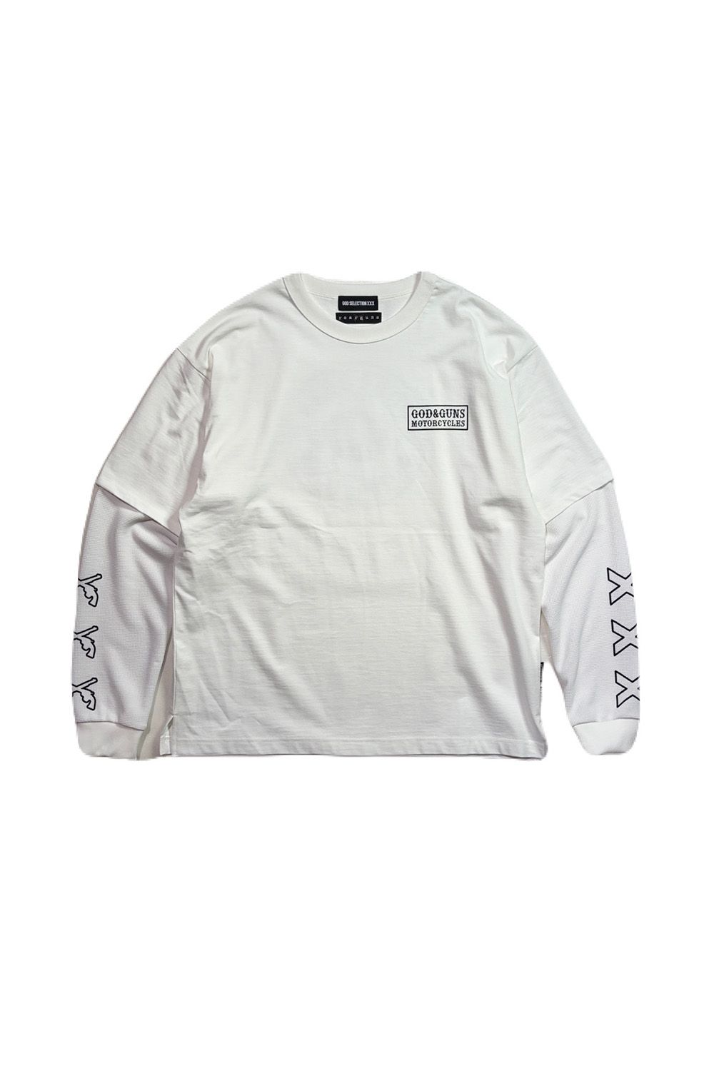 GOD SELECTION XXX × roarguns GOD SELECTION XXX × roarguns TRIPLE GUNS EMBLEM LAYERED T-SHIRT / ゴッドセレクション ロアーガンズ コラボレーション レイヤード ロングスリーブT