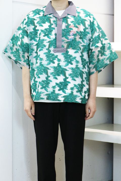 Mesh jaquard skipper shirt / メッシュ ジャガード スキッパー シャツ