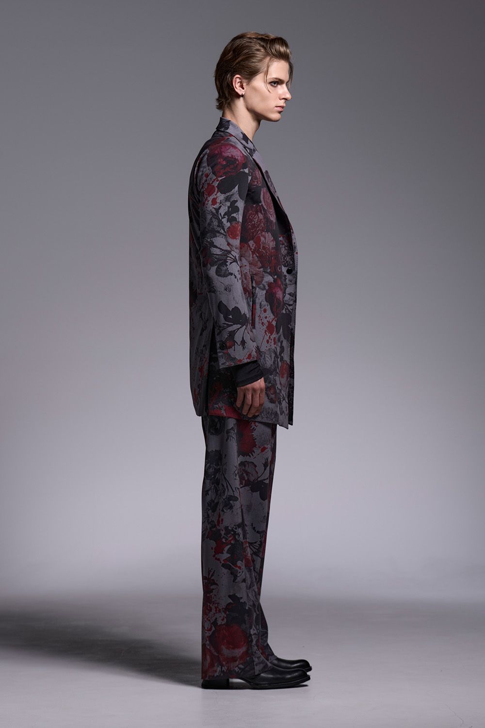 Gray Flora Gabardine Wide Slacks / グレー フローラ ギャバジン ワイドスラックス